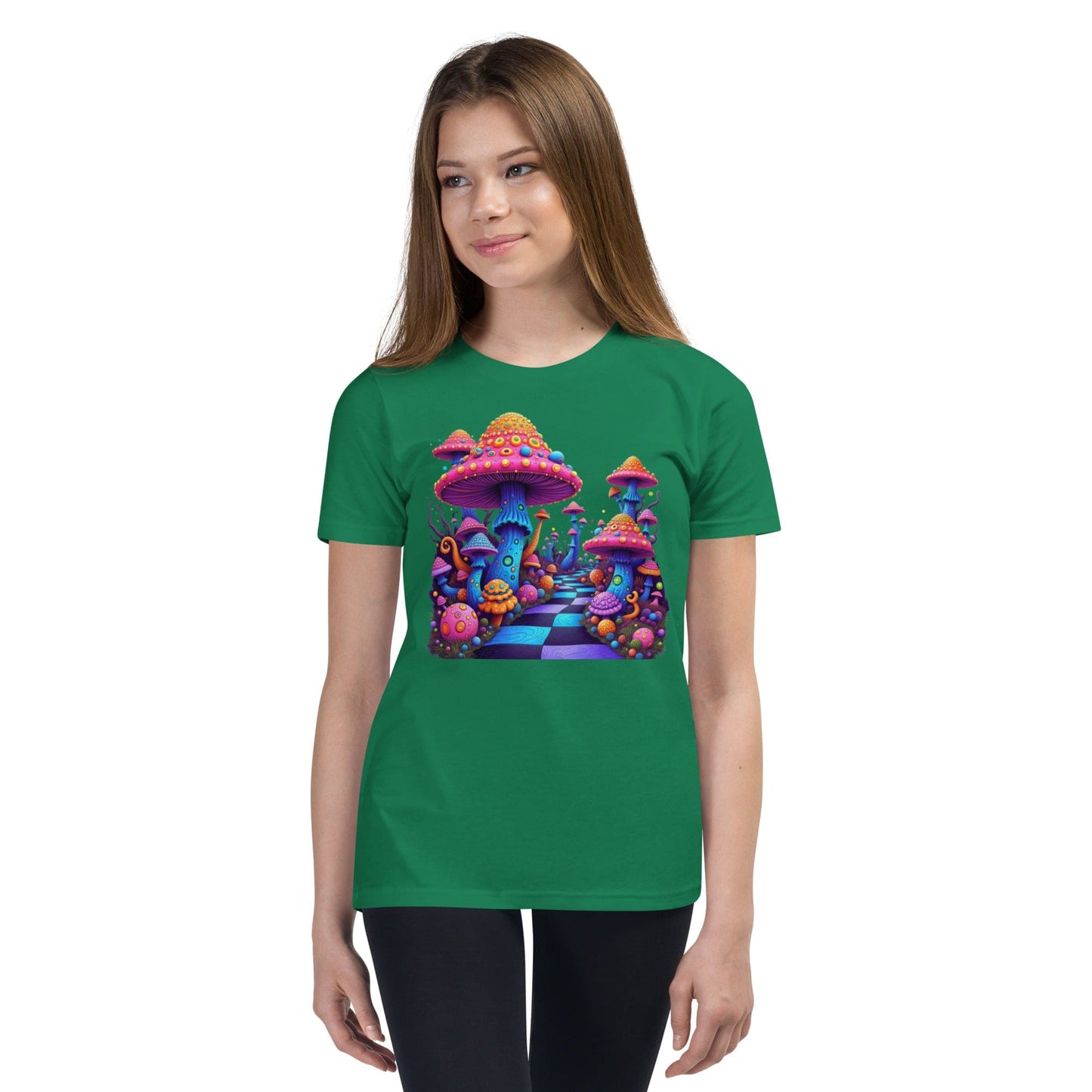 Fantasy Mushroom World Girls Graphic T-Shirt | ccanvas - Girls’ T-Shirts | Ccanvas