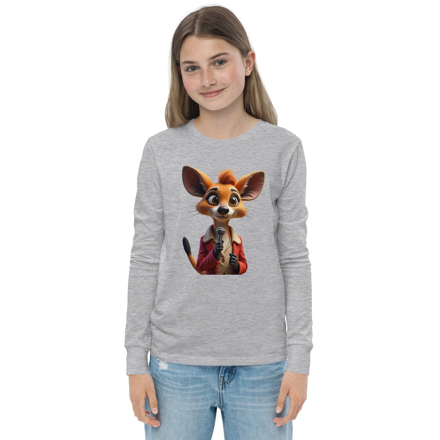 Cute Cartoon Mouse Girls Long Sleeve T-Shirt with Microphone | ccanvas - Long Sleeve Girls T-Shirts | Ccanvas