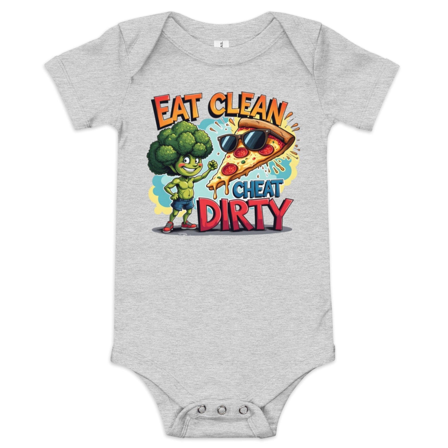 Eat Clean Cheat Dirty Baby Onesie - Funny Foodie Bodysuit | ccanvas - Baby Onesies & Bodysuit | Ccanvas