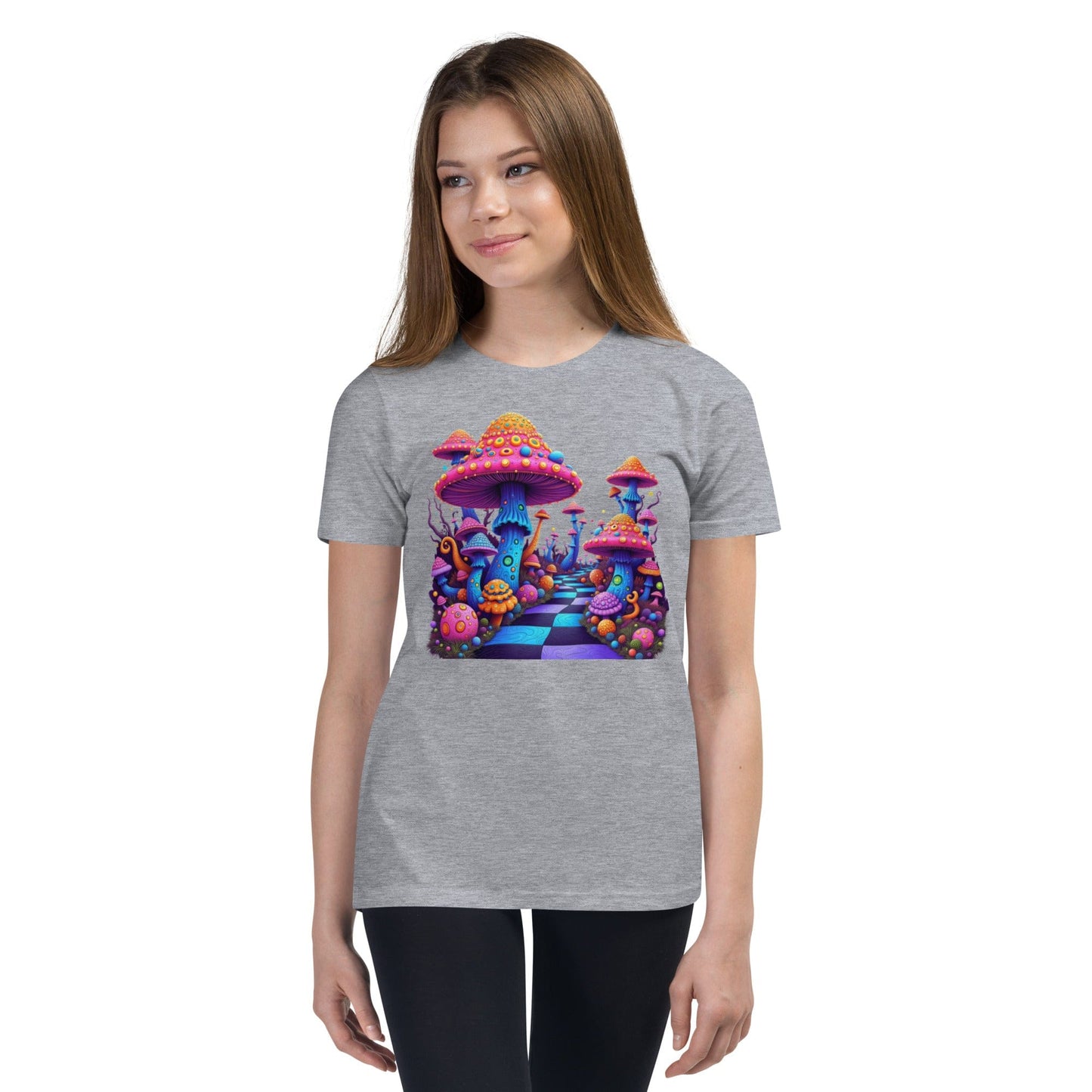 Fantasy Mushroom World Girls Graphic T-Shirt | ccanvas - Girls’ T-Shirts | Ccanvas
