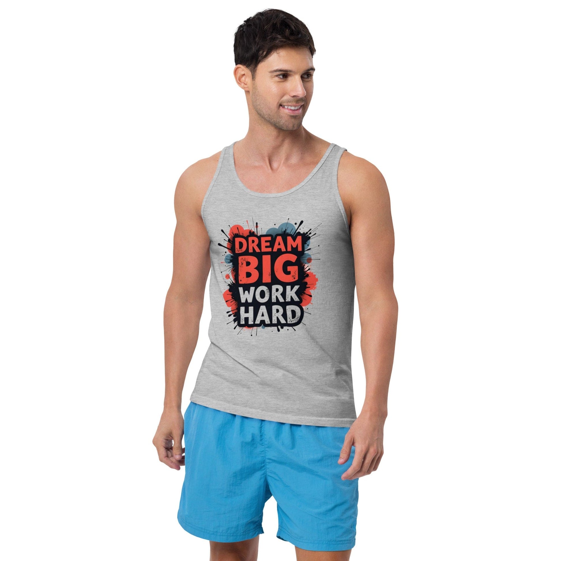 Dream Big Work Hard Tank Top – Motivational Graphic Tank for Men | ccanvas - T-Shirts (Male – Tank Tops) | Ccanvas