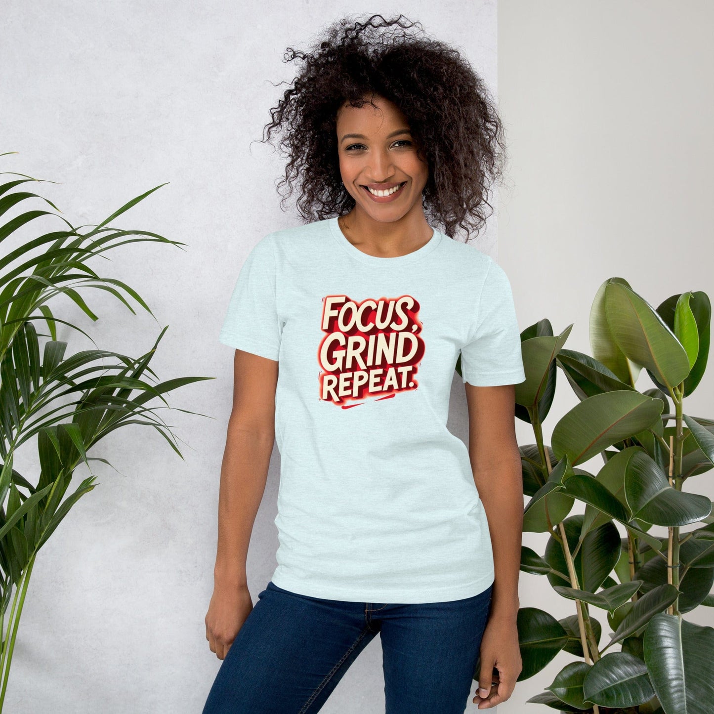 Focus Grind Repeat T-Shirt - Motivational Graphic Tee | ccanvas - Women’s T-Shirt | Ccanvas