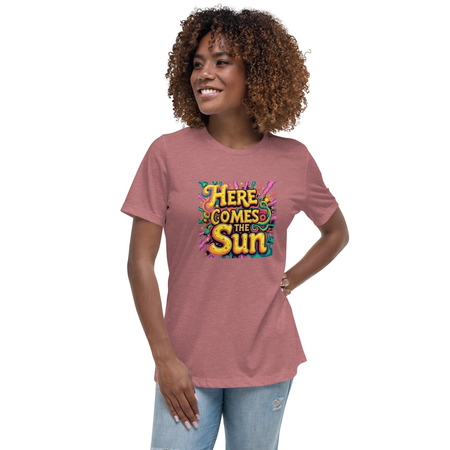 Here Comes the Sun T-Shirt - Retro Psychedelic Graphic Tee | ccanvas - Women’s T-Shirt | Ccanvas