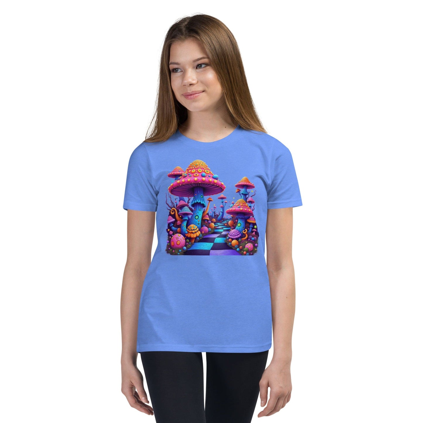 Fantasy Mushroom World Girls Graphic T-Shirt | ccanvas - Girls’ T-Shirts | Ccanvas