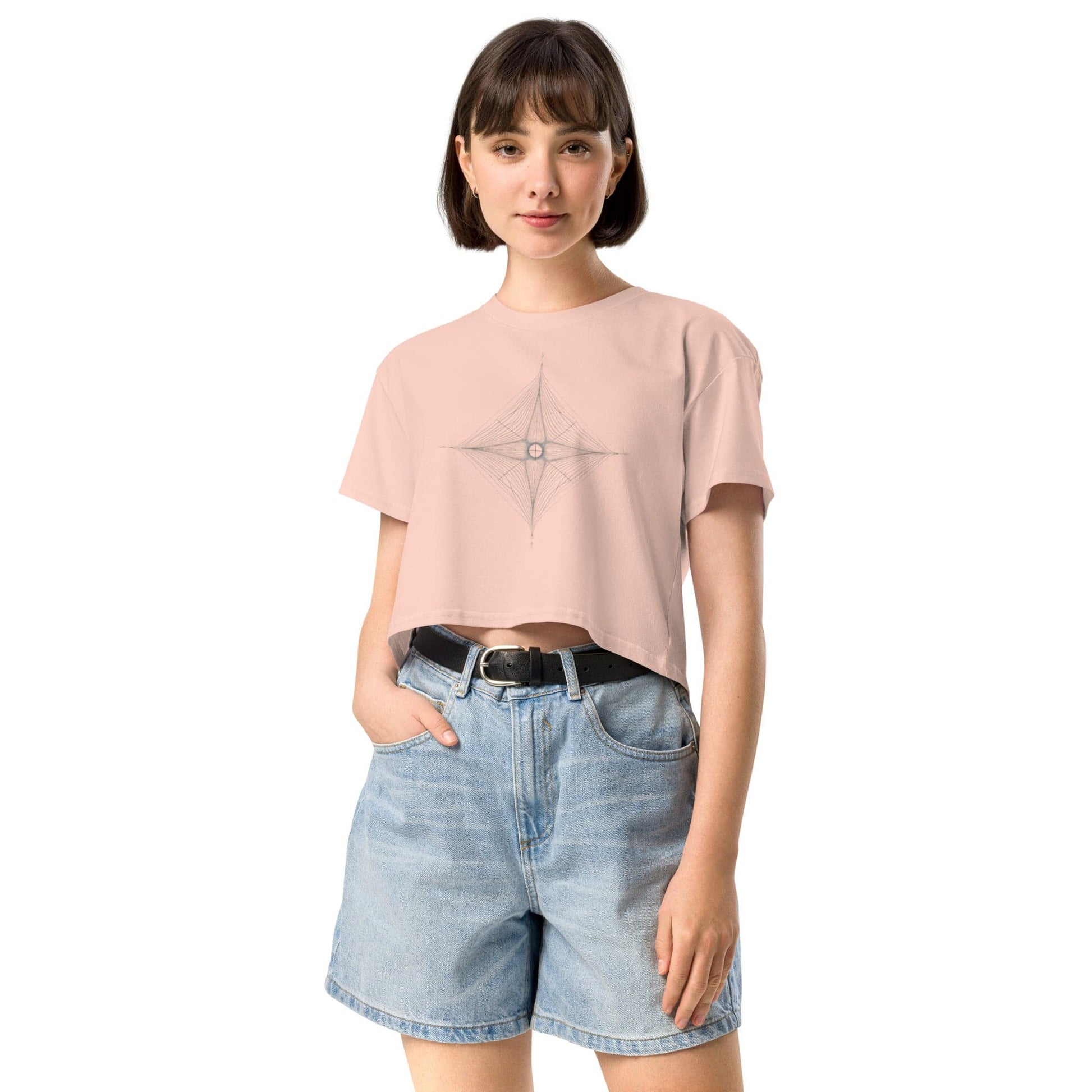 Celestial Balance Crop Top - Sacred Geometry Minimalist Tee | ccanvas - Women’s T-Shirt | Ccanvas