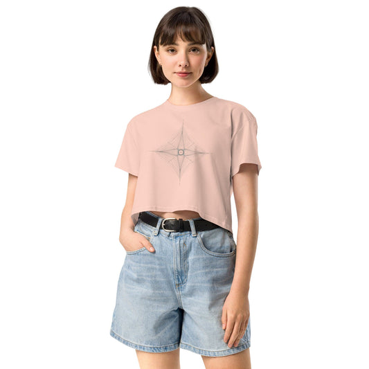Celestial Balance Crop Top - Sacred Geometry Minimalist Tee | ccanvas - Women’s T-Shirt | Ccanvas