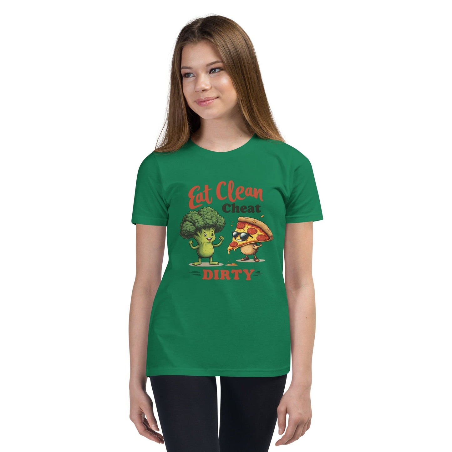 Eat Clean Cheat Dirty T-Shirt for Women – Funny Broccoli & Pizza Gym Life Tee | ccanvas - Women’s T-Shirts | Ccanvas
