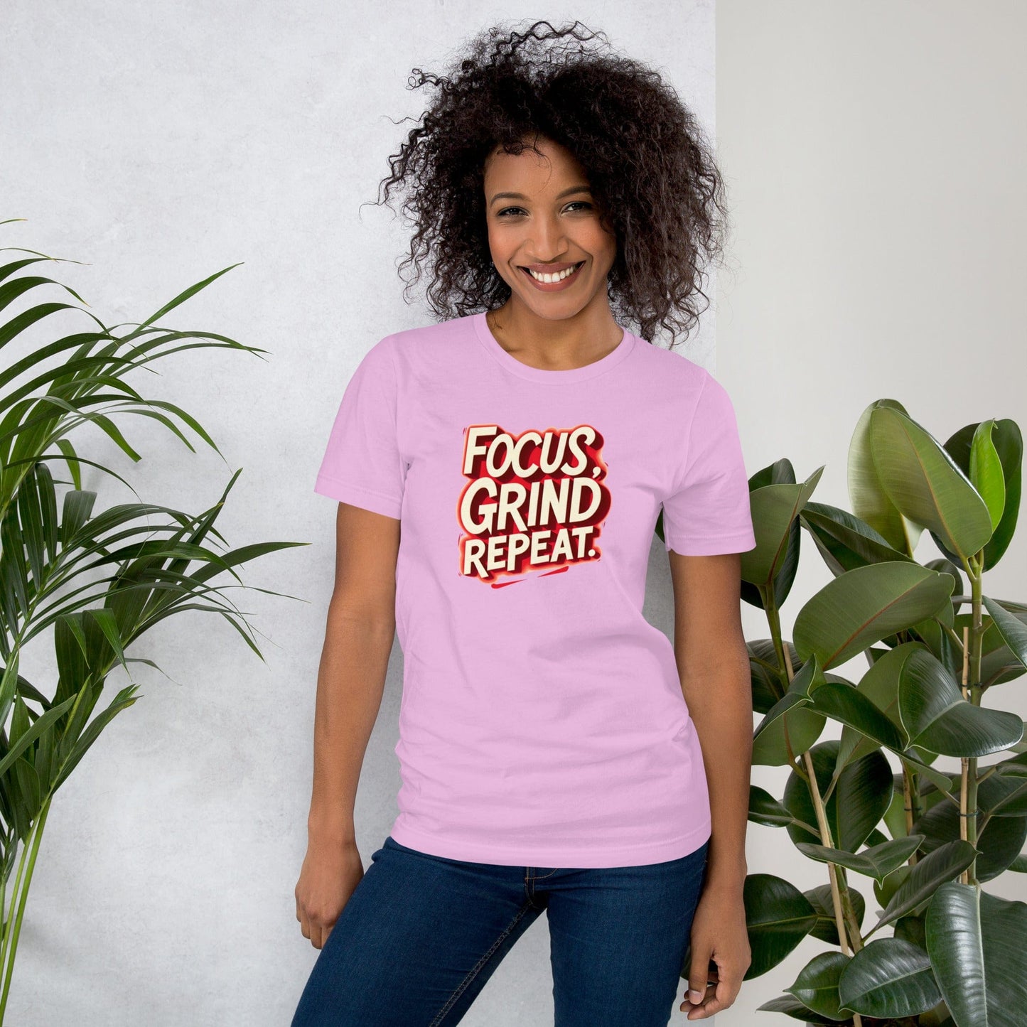 Focus Grind Repeat T-Shirt - Motivational Graphic Tee | ccanvas - Women’s T-Shirt | Ccanvas