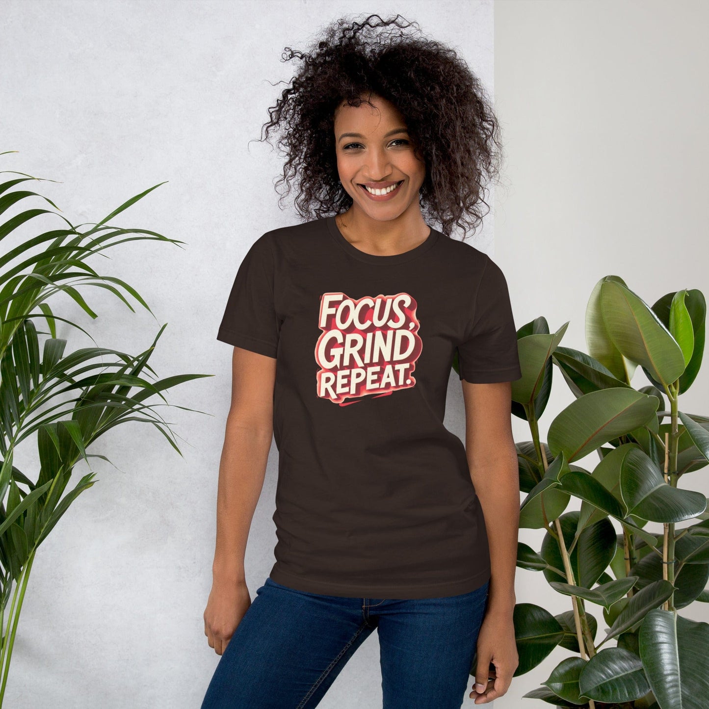 Focus Grind Repeat T-Shirt - Motivational Graphic Tee | ccanvas - Women’s T-Shirt | Ccanvas