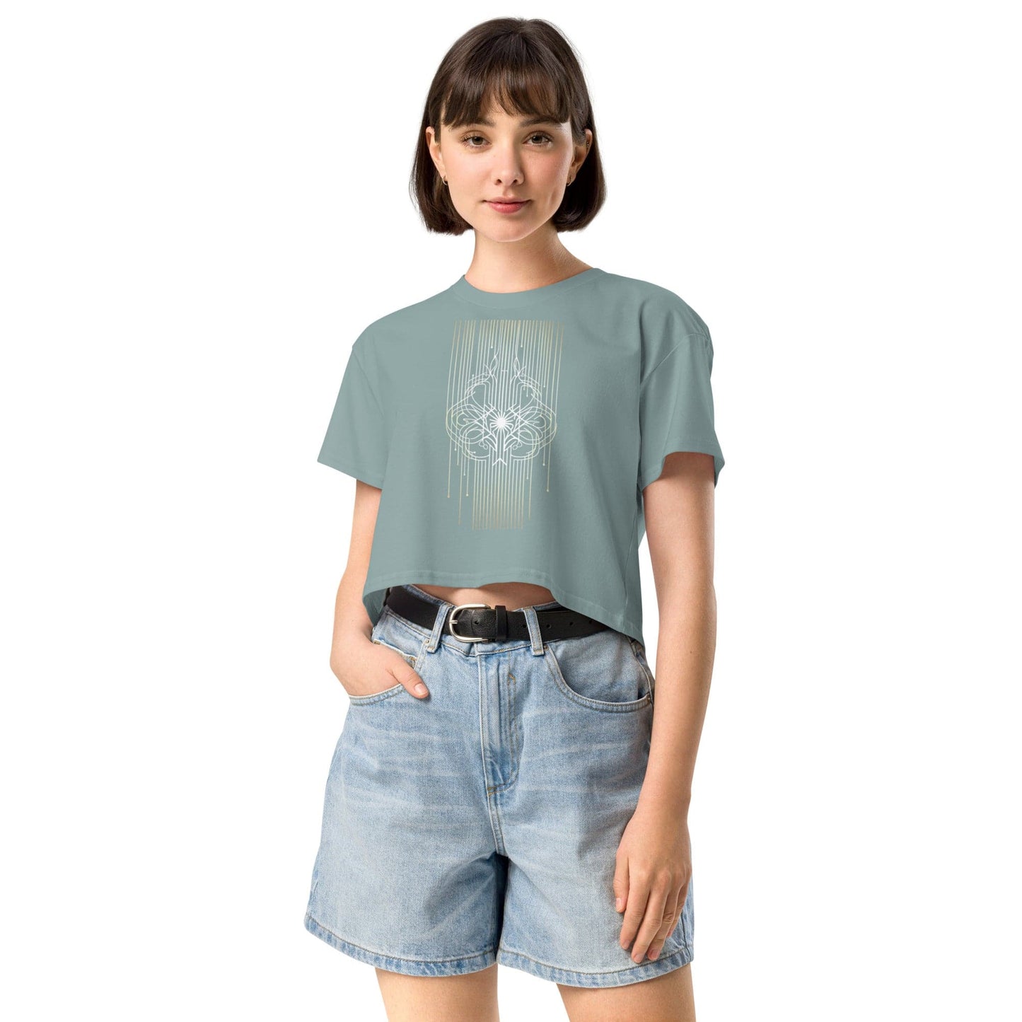 Ethereal Lines Crop Top - Sacred Geometry Minimalist Tee | ccanvas - Women’s T-Shirt | Ccanvas