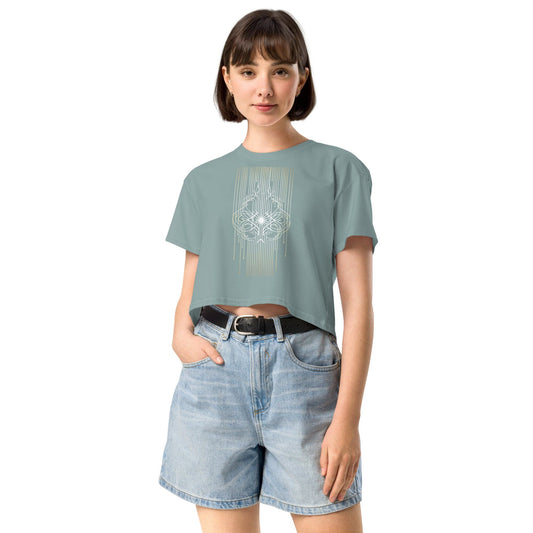 Ethereal Lines Crop Top - Sacred Geometry Minimalist Tee | ccanvas - Women’s T-Shirt | Ccanvas