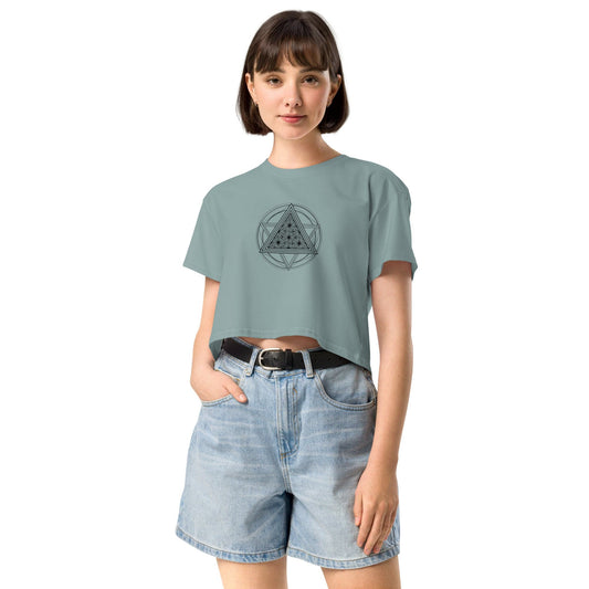 Merkaba Energy Crop Top - Sacred Geometry Star Tetrahedron Tee | ccanvas - Women’s T-Shirt | Ccanvas