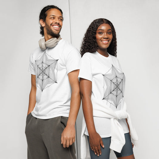 Geometric Illusion Web Tee – Minimalist Line Art Optical Shirt | ccanvas - t-shirt | Ccanvas