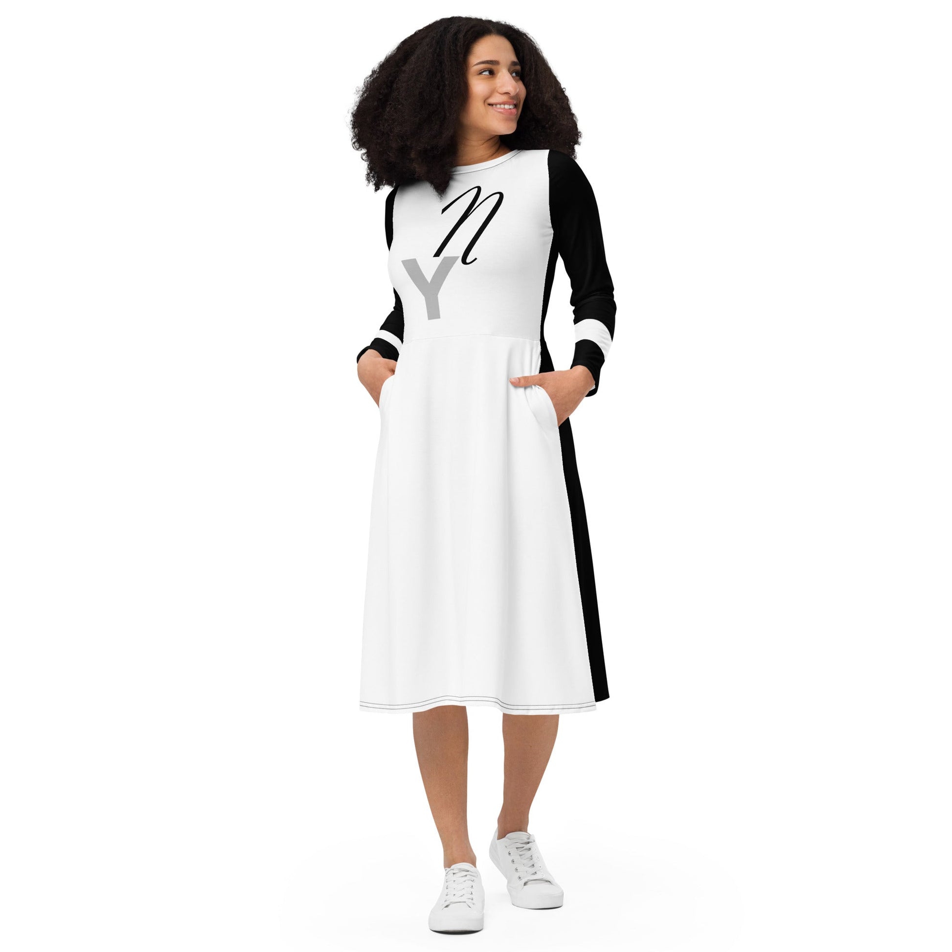 New York Inspired Monochrome Midi Dress | ccanvas - Dress | Ccanvas