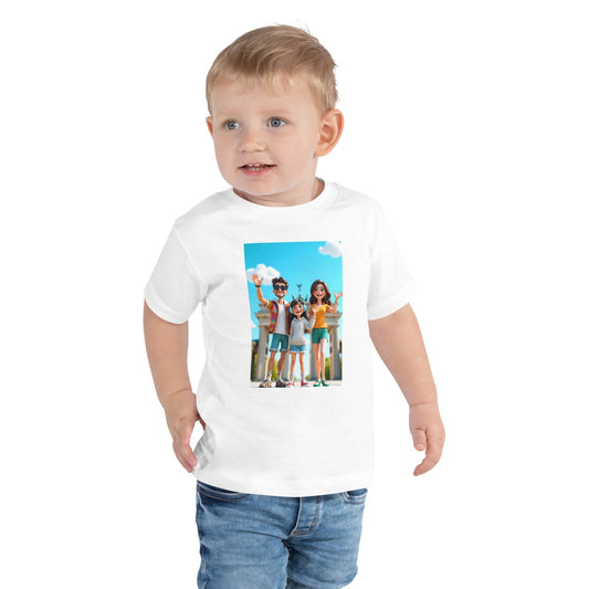 Cartoon Family Berlin Toddler T-Shirt with Travel Vibes & Landmarks | ccanvas - Kids T-Shirts | Ccanvas