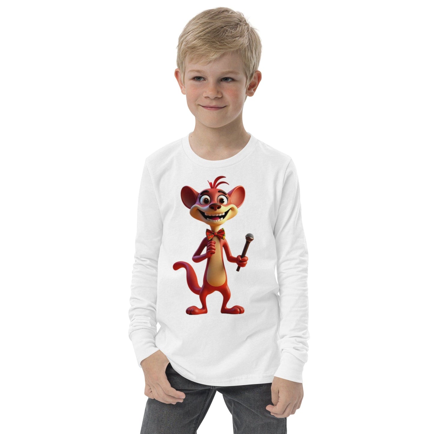 Funny Long Sleeve Kids T-Shirt with Cartoon Mouse & Microphone | ccanvas - Long Sleeve Kids T-Shirts | Ccanvas
