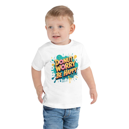 Donut Worry Be Happy Kids T-Shirt – Funny Food Graphic Tee for Boys & Girls | ccanvas - Toddler T-Shirt | Ccanvas
