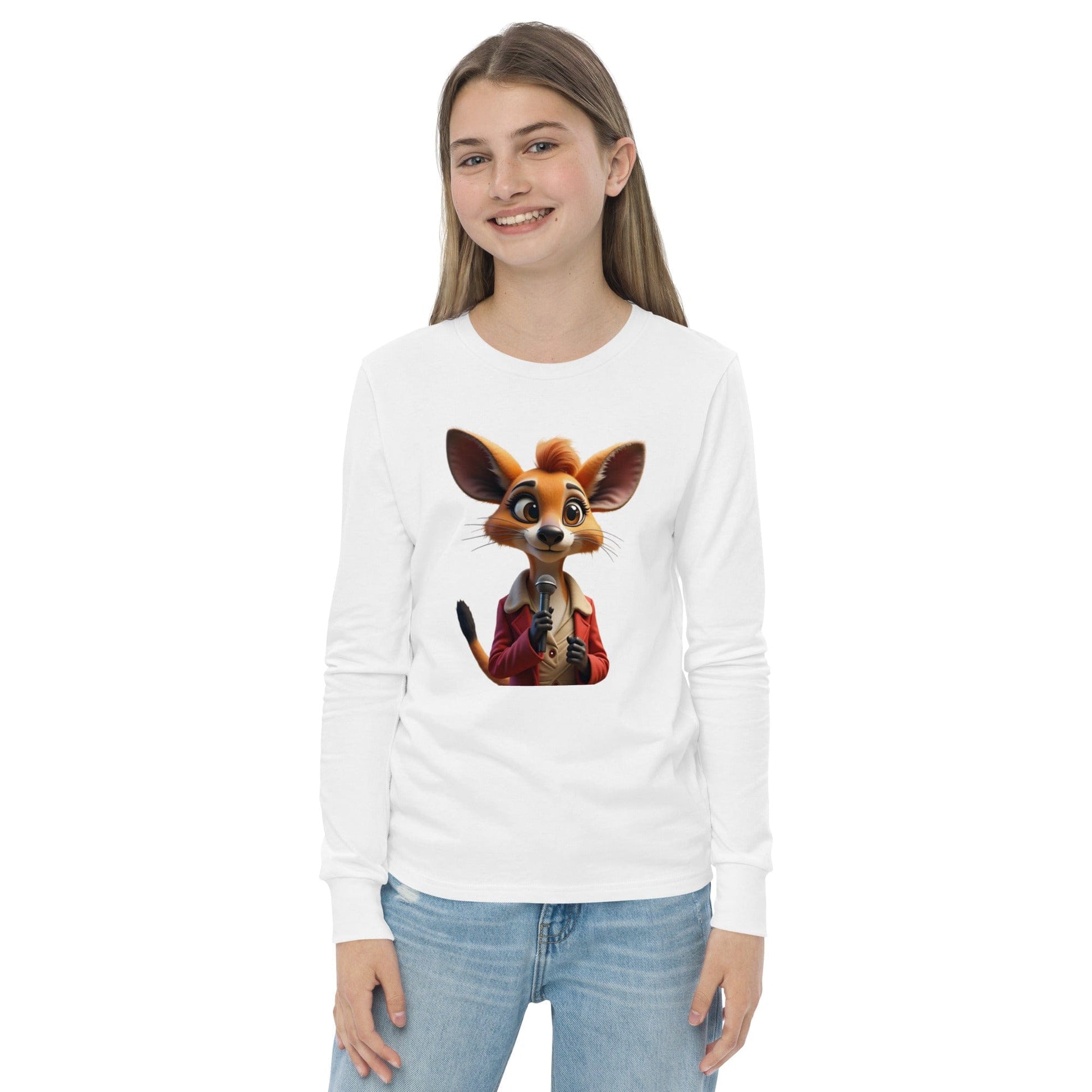 Cute Cartoon Mouse Girls Long Sleeve T-Shirt with Microphone | ccanvas - Long Sleeve Girls T-Shirts | Ccanvas