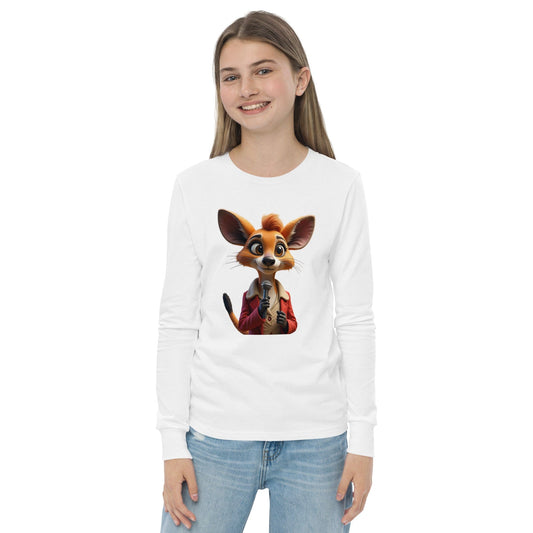 Cute Cartoon Mouse Girls Long Sleeve T-Shirt with Microphone | ccanvas - Long Sleeve Girls T-Shirts | Ccanvas