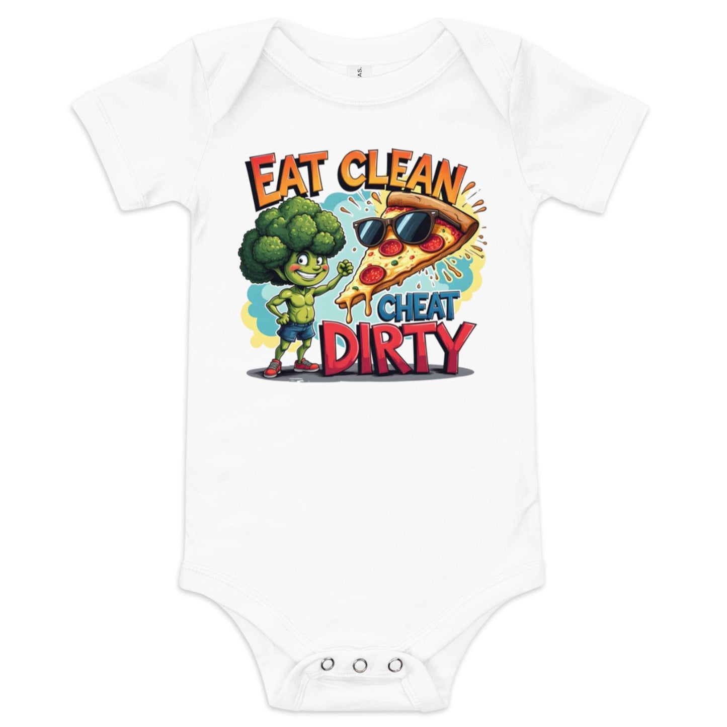 Eat Clean Cheat Dirty Baby Onesie - Funny Foodie Bodysuit | ccanvas - Baby Onesies & Bodysuit | Ccanvas