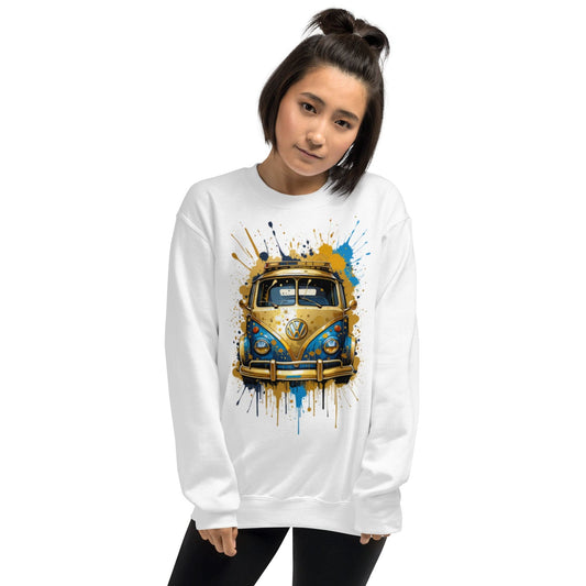 Retro Van Splash Sweatshirt – Vintage Vibes Meets Street Art | ccanvas - Sweatshirts | Ccanvas