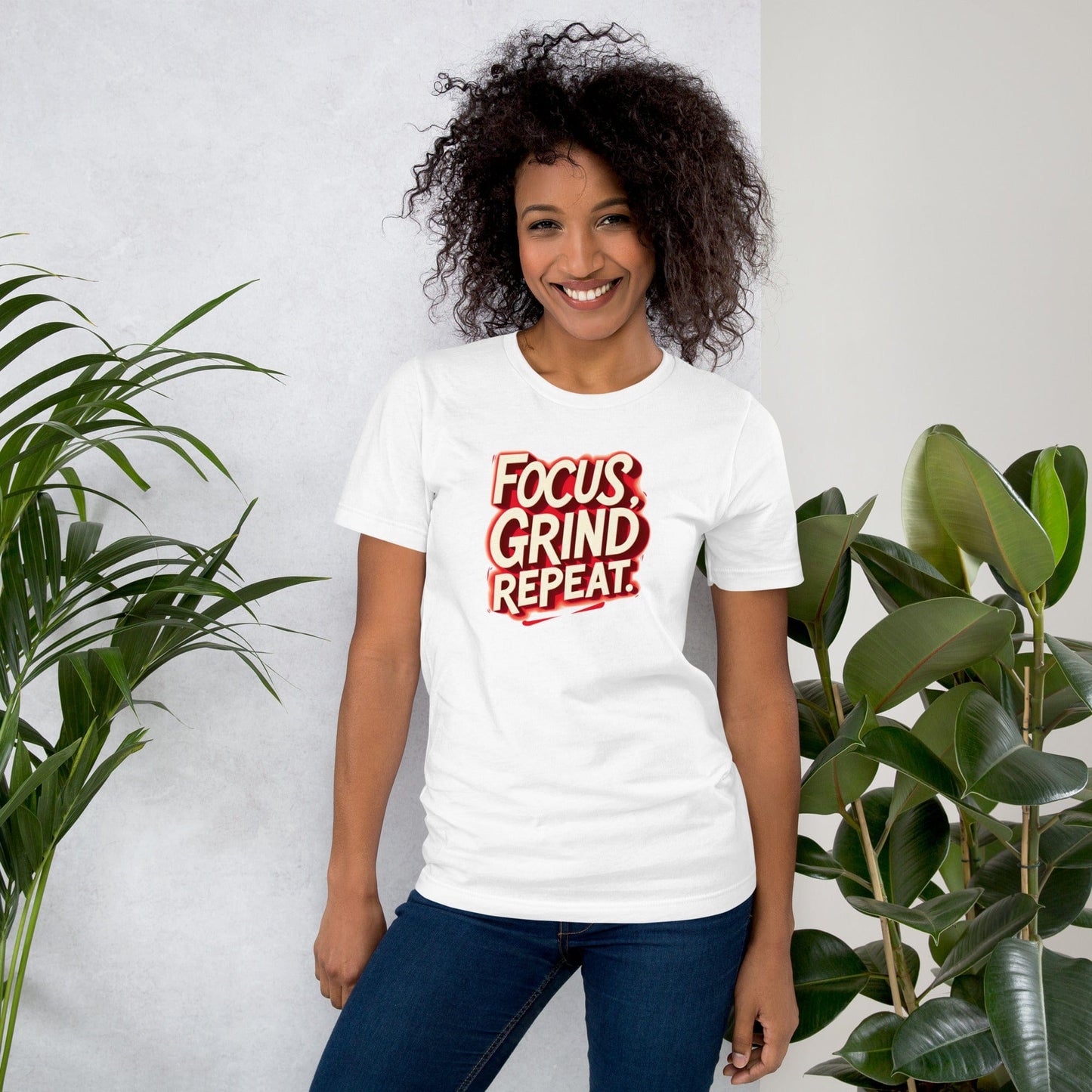 Focus Grind Repeat T-Shirt - Motivational Graphic Tee | ccanvas - Women’s T-Shirt | Ccanvas