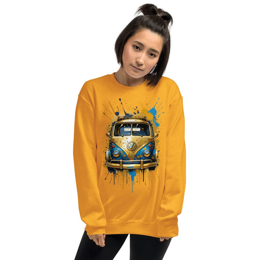 Retro Van Splash Sweatshirt – Vintage Vibes Meets Street Art | ccanvas - Sweatshirts | Ccanvas