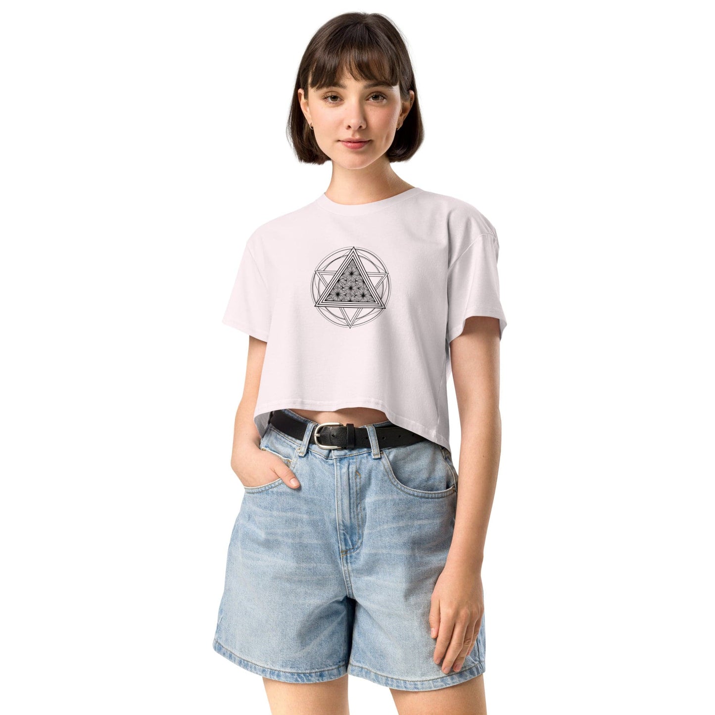 Merkaba Energy Crop Top - Sacred Geometry Star Tetrahedron Tee | ccanvas - Women’s T-Shirt | Ccanvas
