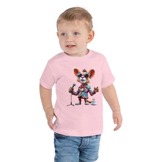 Colorful Cartoon Mouse Toddler T-Shirt with Microphone & Street Performer Style | ccanvas - Kids T-Shirts | Ccanvas