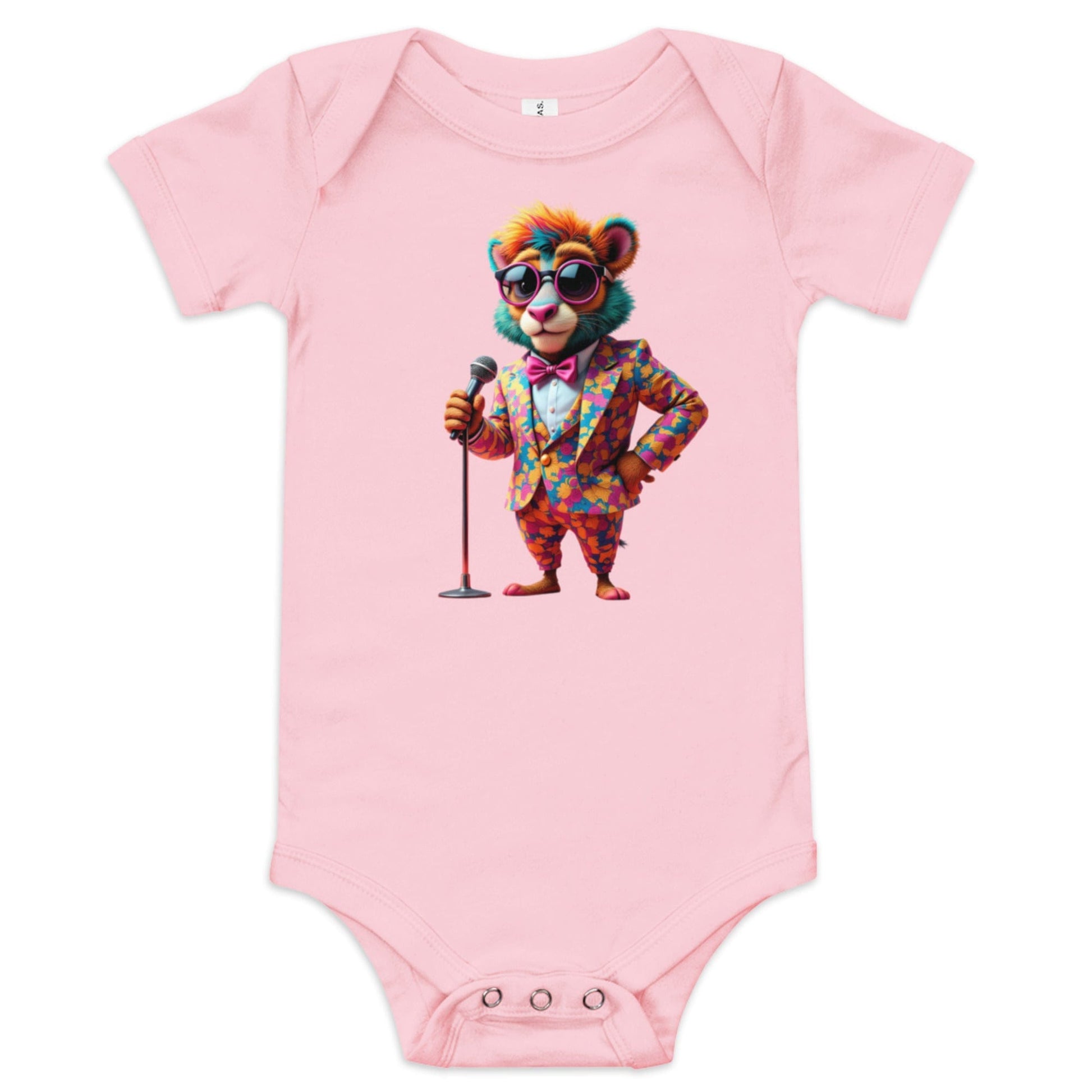 Colorful Lion Baby Onesie with Microphone and Stage Vibes | ccanvas - Baby Onesies | Ccanvas