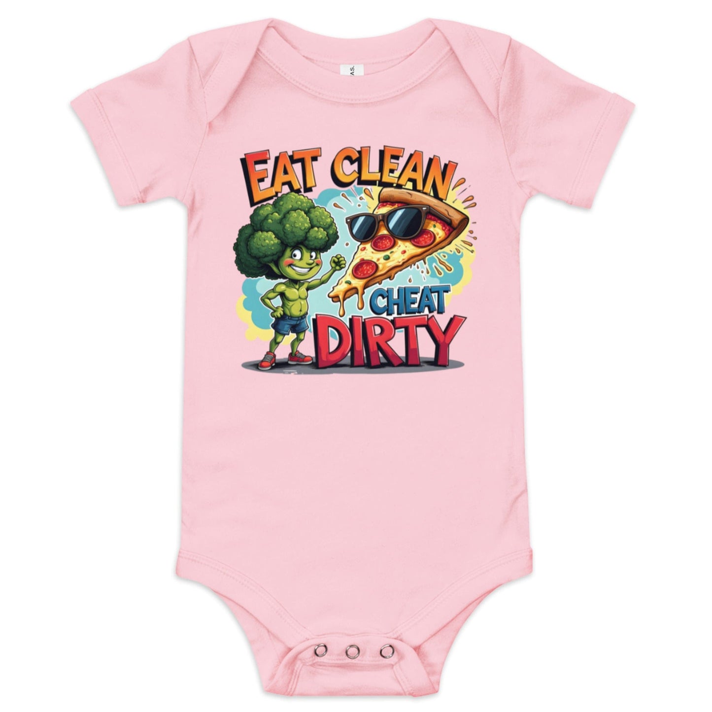 Eat Clean Cheat Dirty Baby Onesie - Funny Foodie Bodysuit | ccanvas - Baby Onesies & Bodysuit | Ccanvas