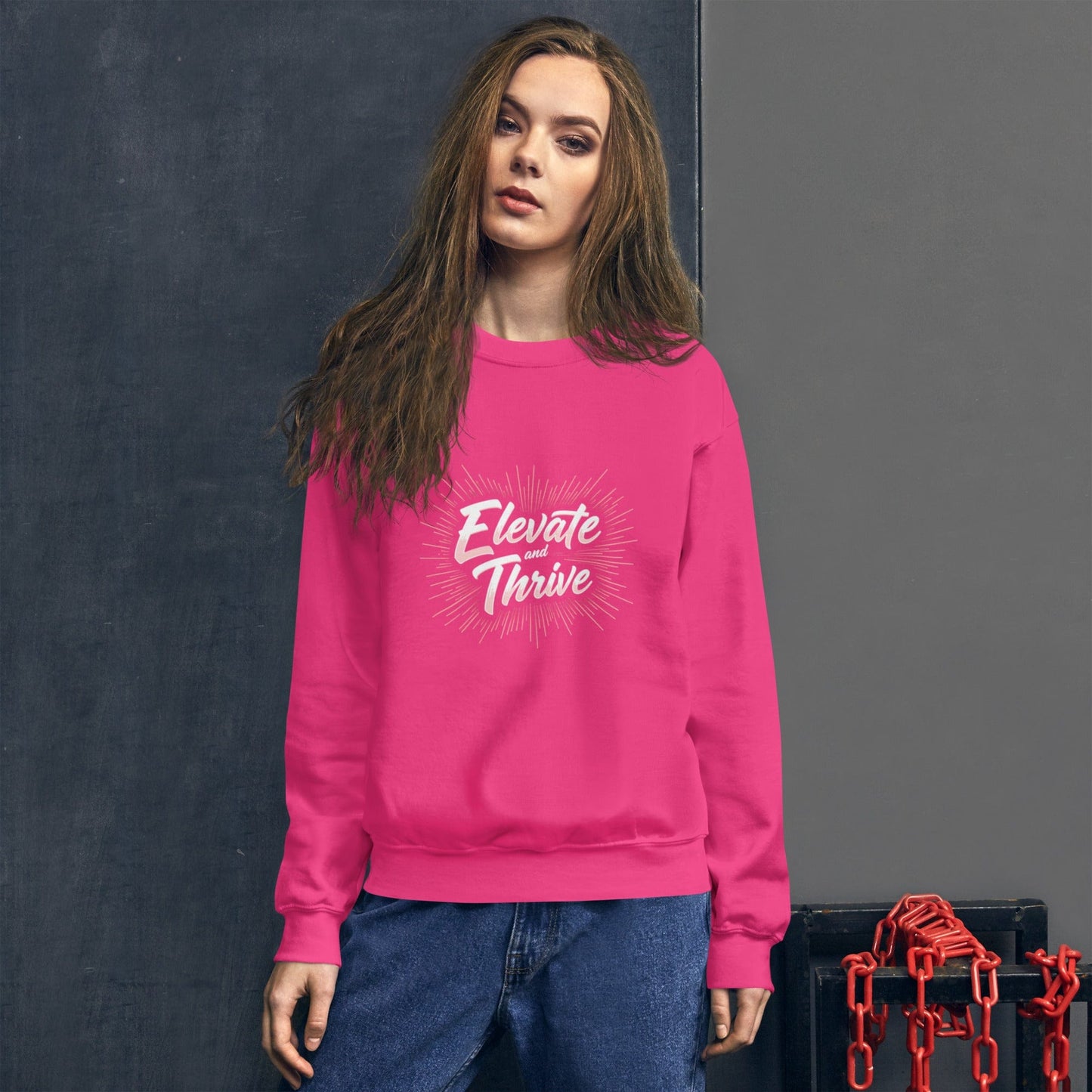 Elevate and Thrive Sweatshirt Black – Motivational Quote Pullover for Women | ccanvas - Sweatshirt | Ccanvas