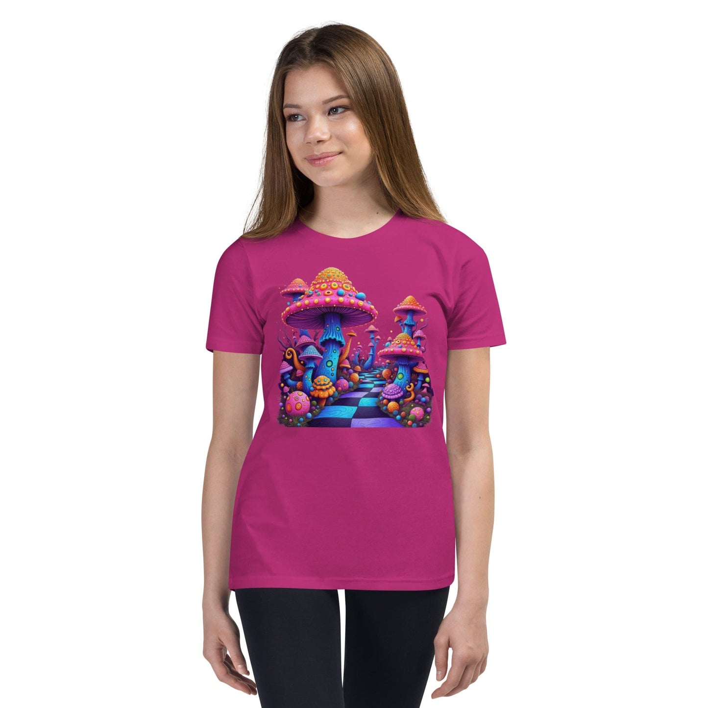 Fantasy Mushroom World Girls Graphic T-Shirt | ccanvas - Girls’ T-Shirts | Ccanvas