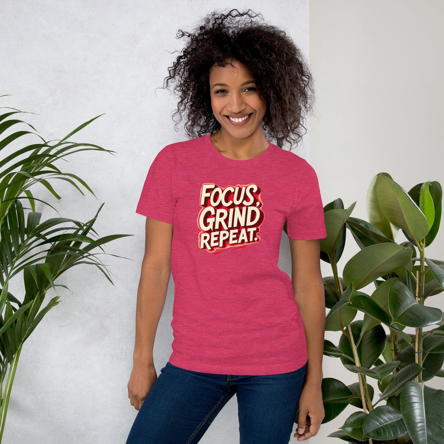 Focus Grind Repeat T-Shirt - Motivational Graphic Tee | ccanvas - Women’s T-Shirt | Ccanvas