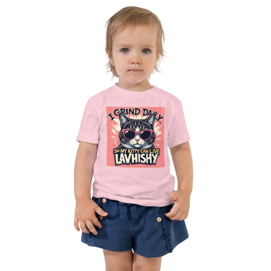 I Grind Daily So My Kitty Can Live Lavishly Toddler Shirt – Funny Cat Graphic Tee | ccanvas - Toddler T-Shirt | Ccanvas