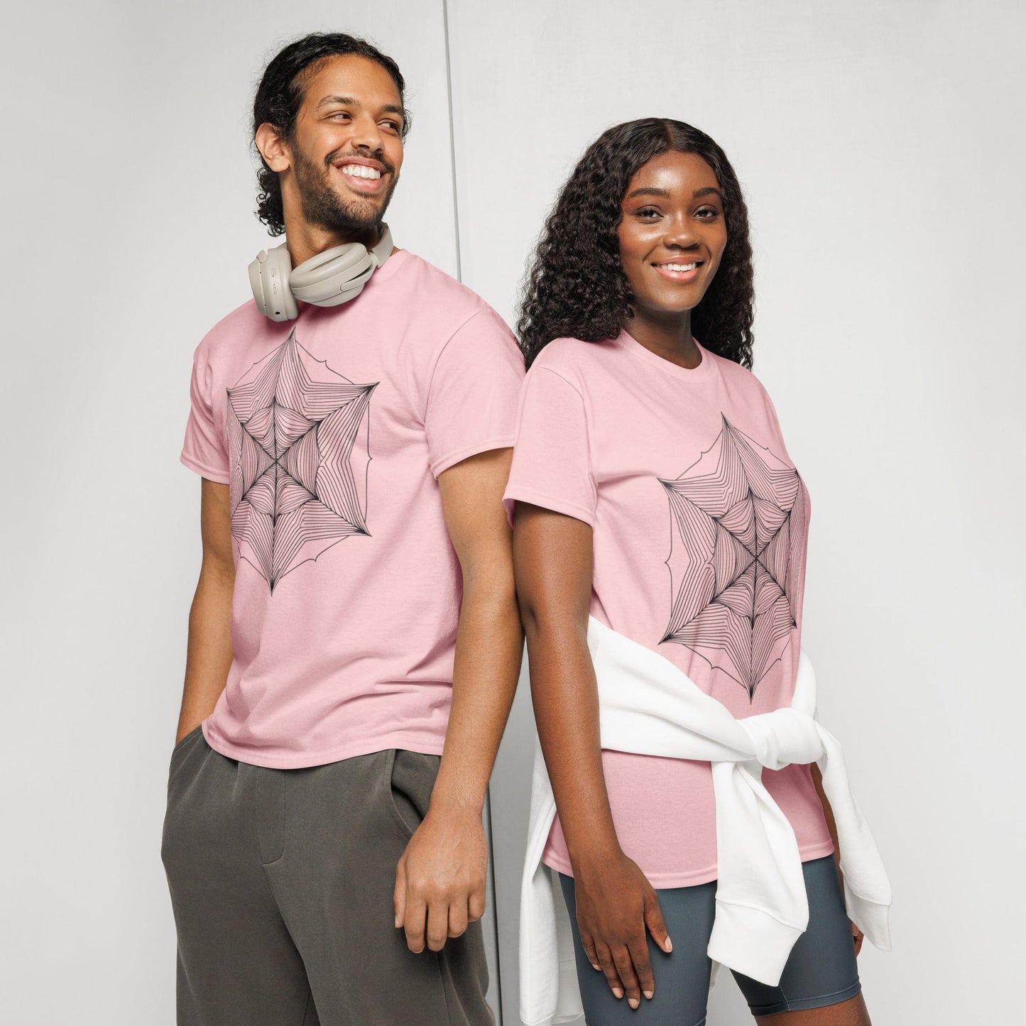 Geometric Illusion Web Tee – Minimalist Line Art Optical Shirt | ccanvas - t-shirt | Ccanvas
