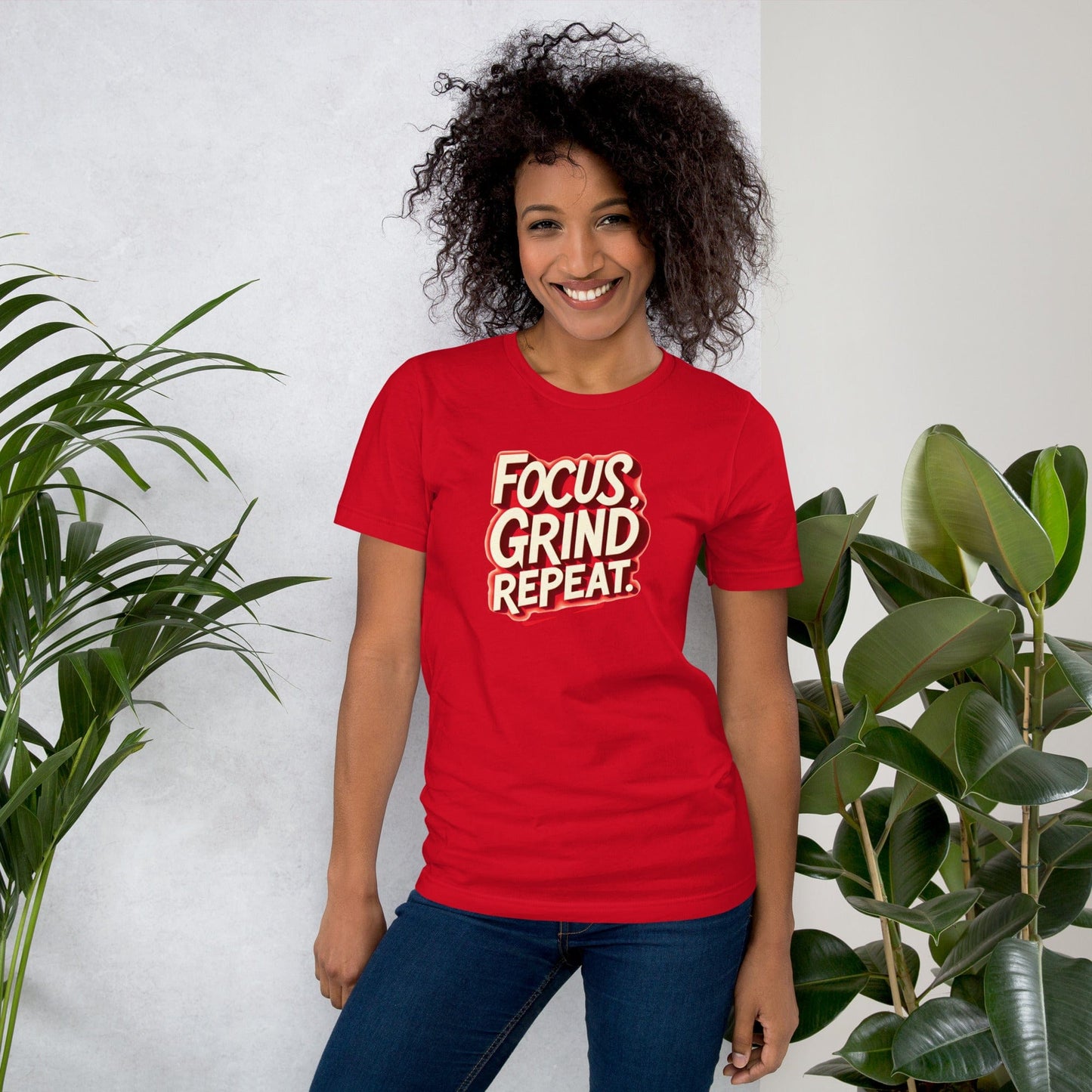 Focus Grind Repeat T-Shirt - Motivational Graphic Tee | ccanvas - Women’s T-Shirt | Ccanvas