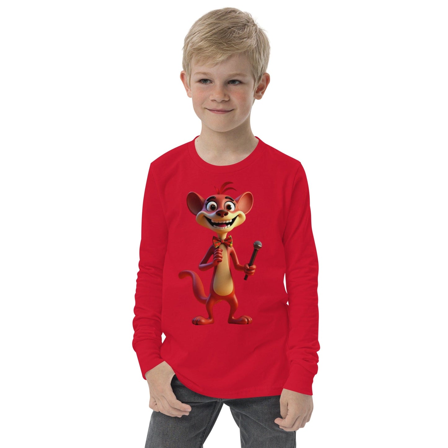 Funny Long Sleeve Kids T-Shirt with Cartoon Mouse & Microphone | ccanvas - Long Sleeve Kids T-Shirts | Ccanvas