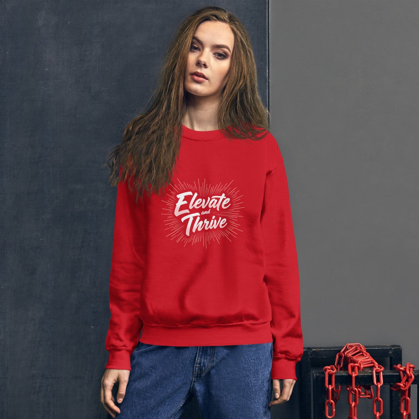 Elevate and Thrive Sweatshirt Black – Motivational Quote Pullover for Women | ccanvas - Sweatshirt | Ccanvas