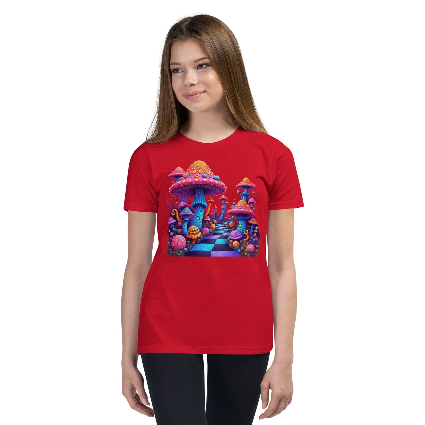 Fantasy Mushroom World Girls Graphic T-Shirt | ccanvas - Girls’ T-Shirts | Ccanvas