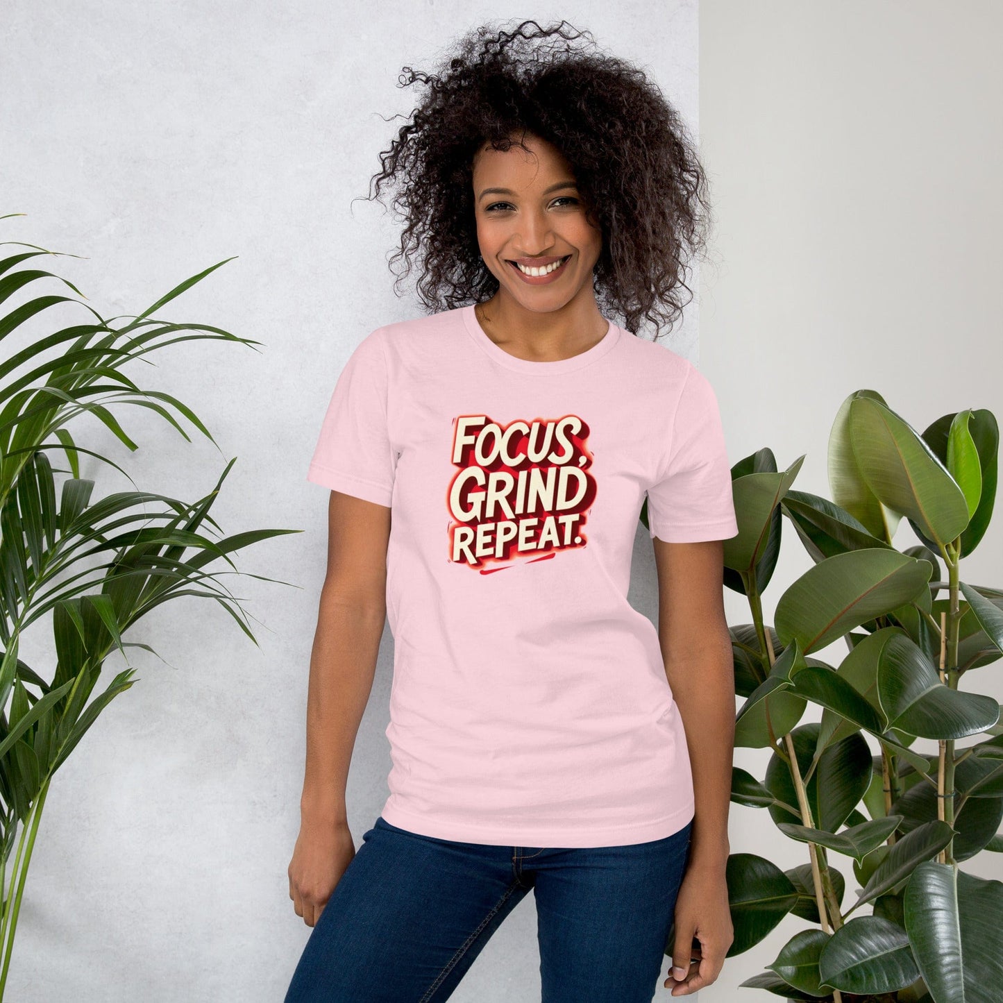 Focus Grind Repeat T-Shirt - Motivational Graphic Tee | ccanvas - Women’s T-Shirt | Ccanvas