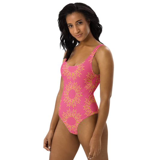 Retro Sunburst One - Piece Swimsuit – Hot Pink Luxe Fit | ccanvas - Swimsuit | Ccanvas