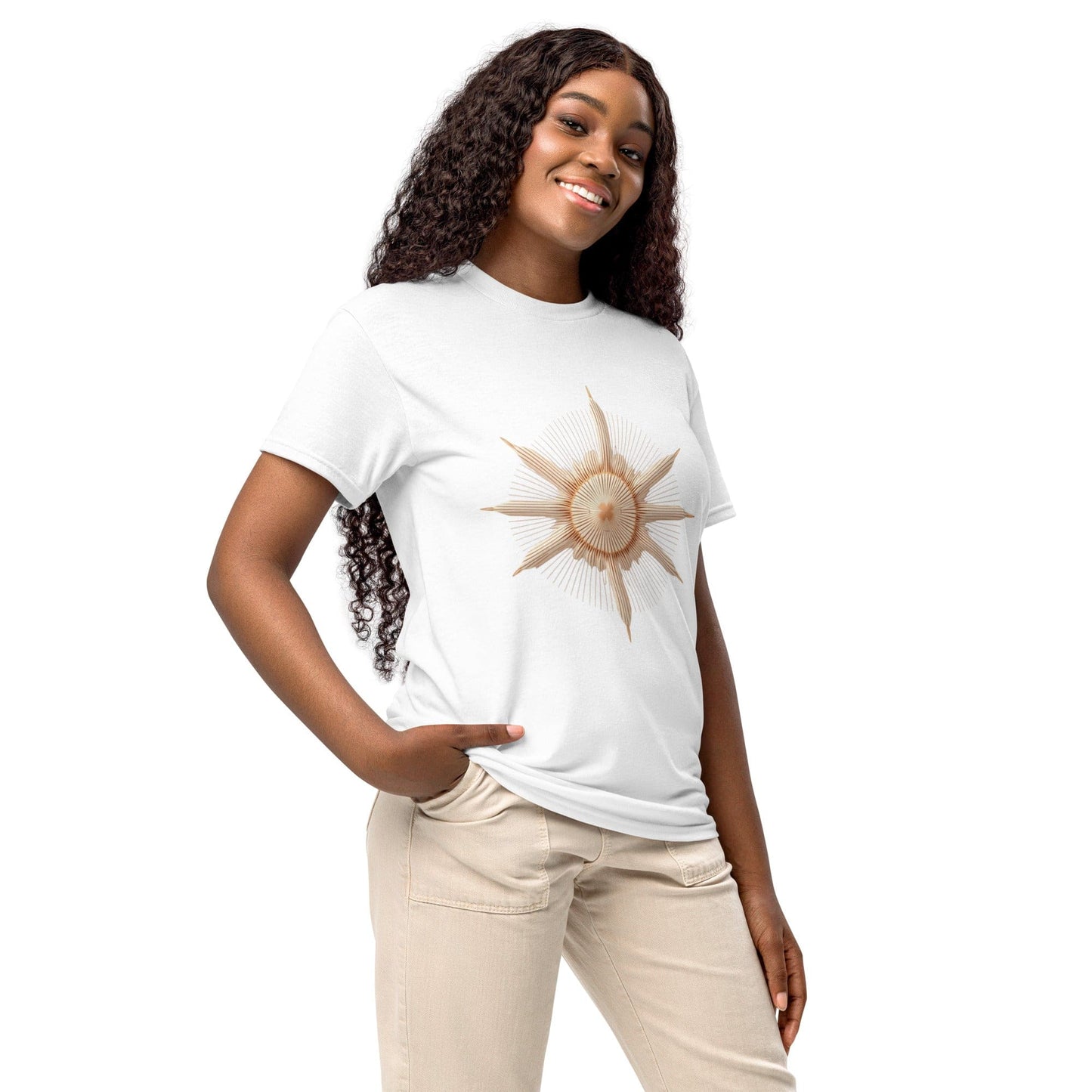 Radiant Sunburst T-Shirt – Spiritual Glow Design | ccanvas - T-Shirt | Ccanvas