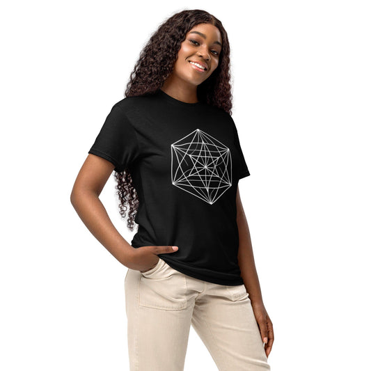 Sacred Geometry T-Shirt – White Line Art Cube Design | ccanvas - Women’s T-Shirt | Ccanvas