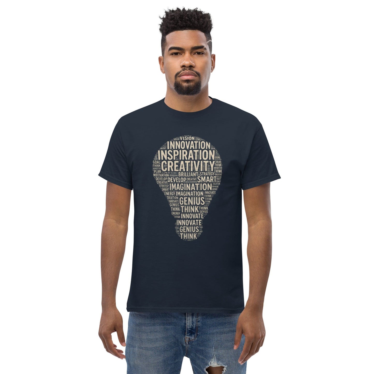 Lightbulb Word Cloud T-Shirt – Inspirational Typography Design for Creative Minds | ccanvas - T-Shirts | Ccanvas