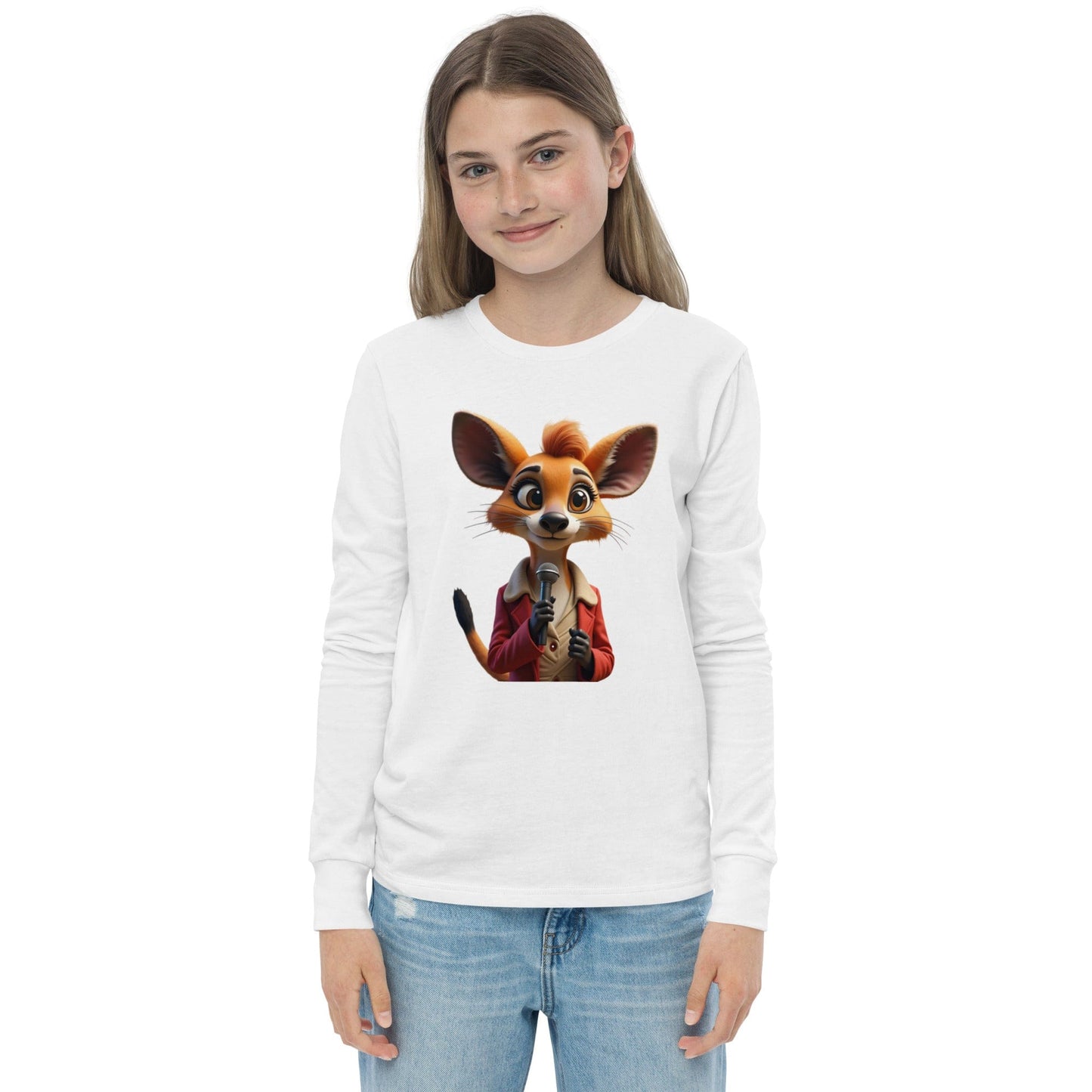 Cute Cartoon Mouse Girls Long Sleeve T-Shirt with Microphone | ccanvas - Long Sleeve Girls T-Shirts | Ccanvas