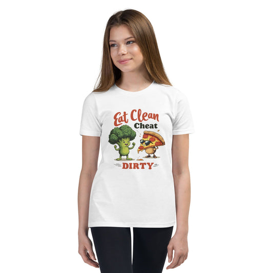Eat Clean Cheat Dirty T-Shirt for Women – Funny Broccoli & Pizza Gym Life Tee | ccanvas - Women’s T-Shirts | Ccanvas