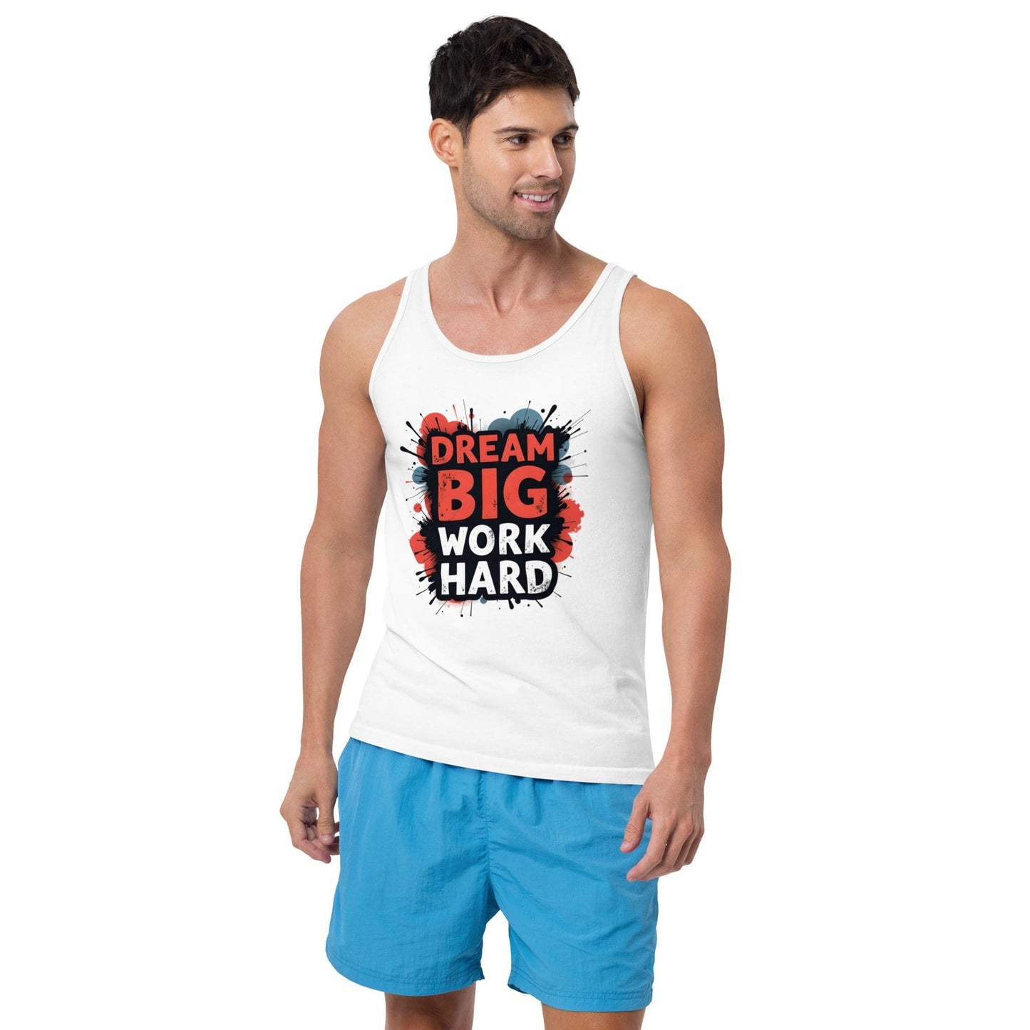 Dream Big Work Hard Tank Top – Motivational Graphic Tank for Men | ccanvas - T-Shirts (Male – Tank Tops) | Ccanvas