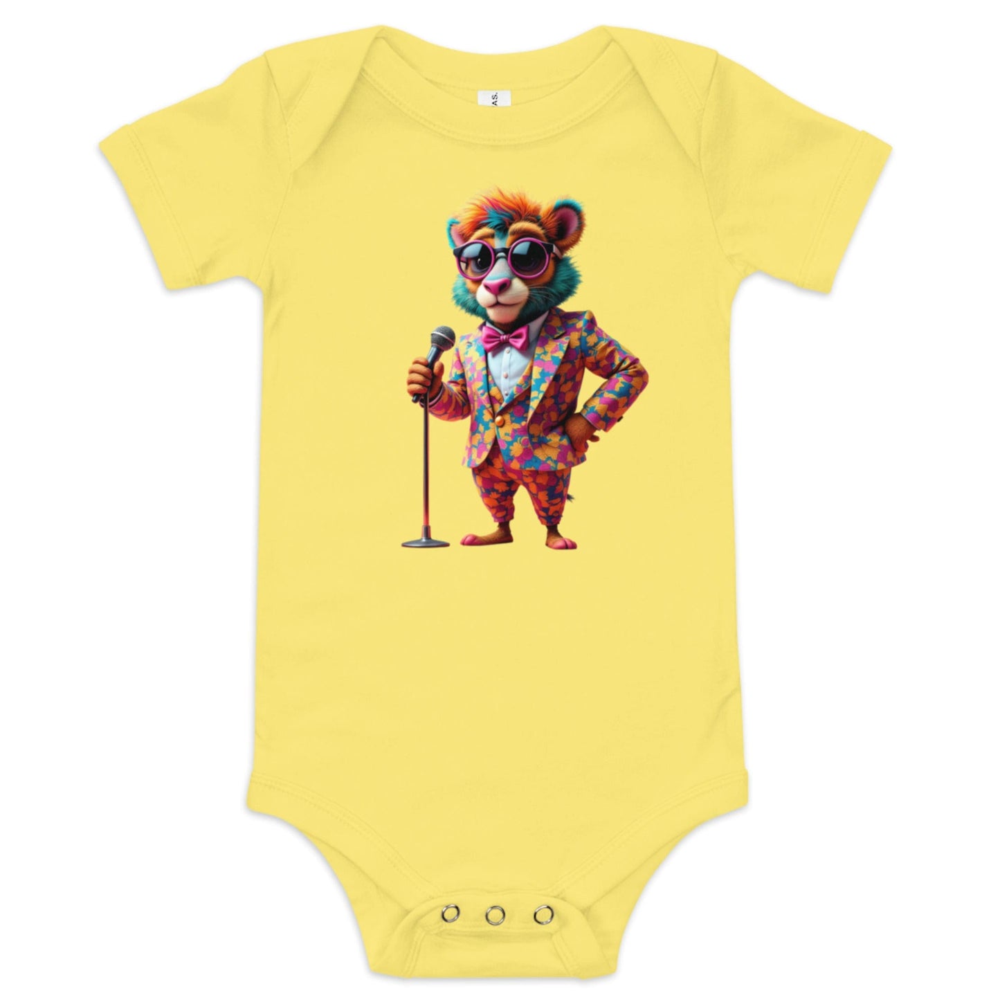 Colorful Lion Baby Onesie with Microphone and Stage Vibes | ccanvas - Baby Onesies | Ccanvas
