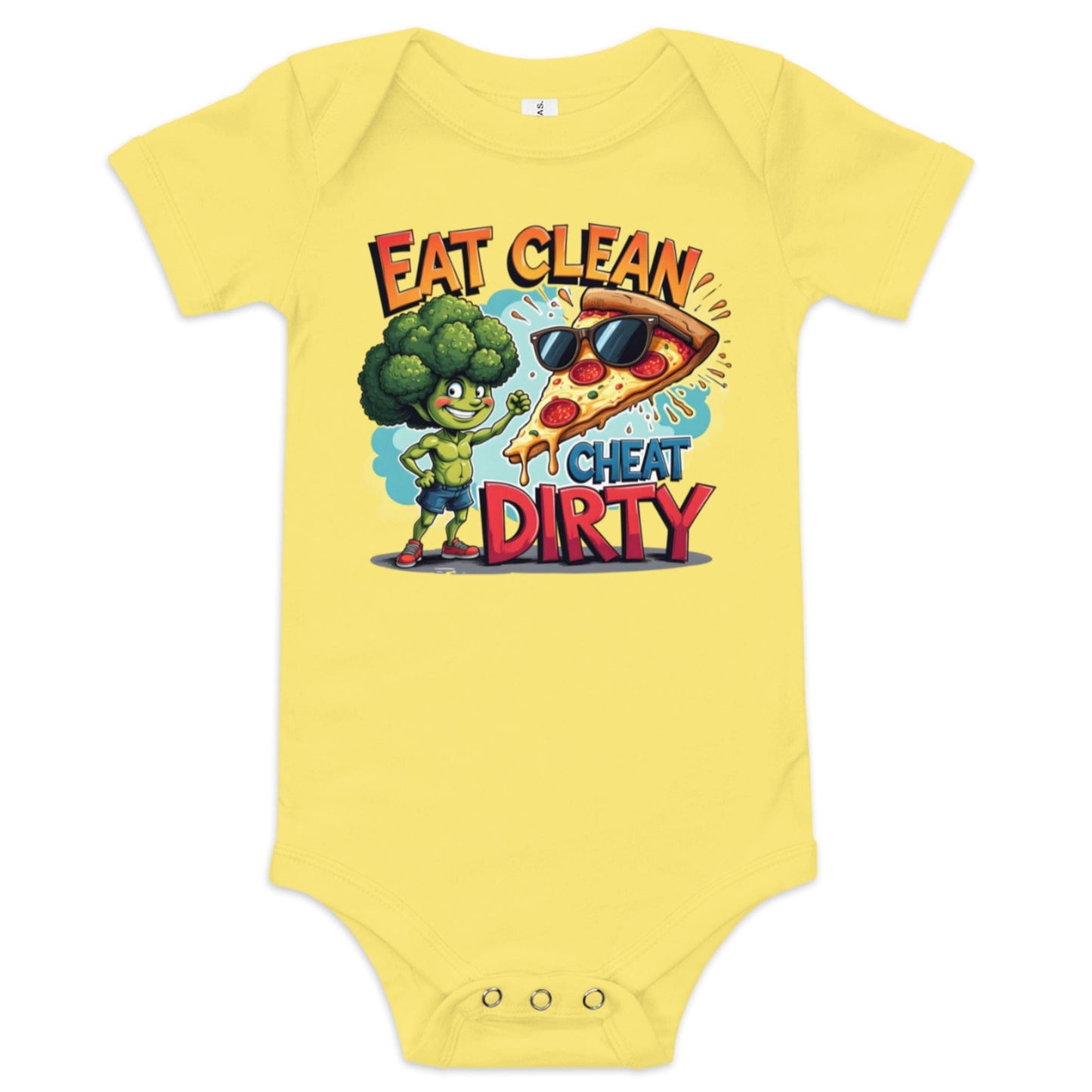 Eat Clean Cheat Dirty Baby Onesie - Funny Foodie Bodysuit | ccanvas - Baby Onesies & Bodysuit | Ccanvas